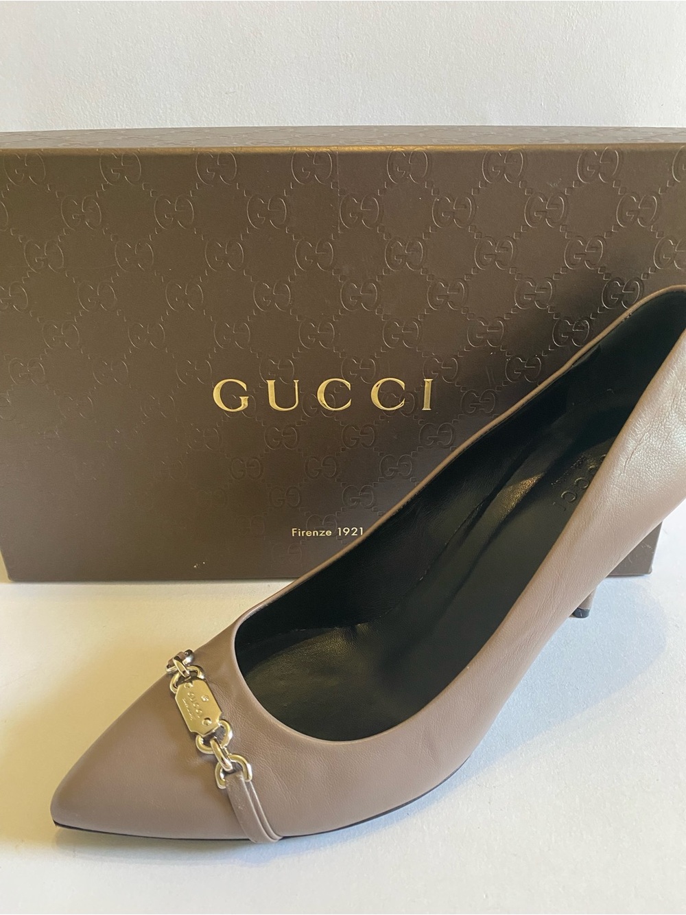 🛍️ Gucci Authentic Molaita Court Pump in Mauve Nappa Leather W/Box & Dust Cover